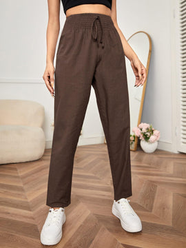 PETITE Pantalones con fruncido de cintura con nudo unicolor