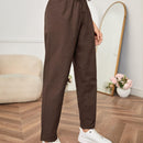 PETITE Pantalones con fruncido de cintura con nudo unicolor