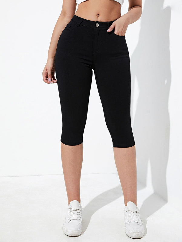 Essnce Pantalones capri ajustados con bolsillo diagonal