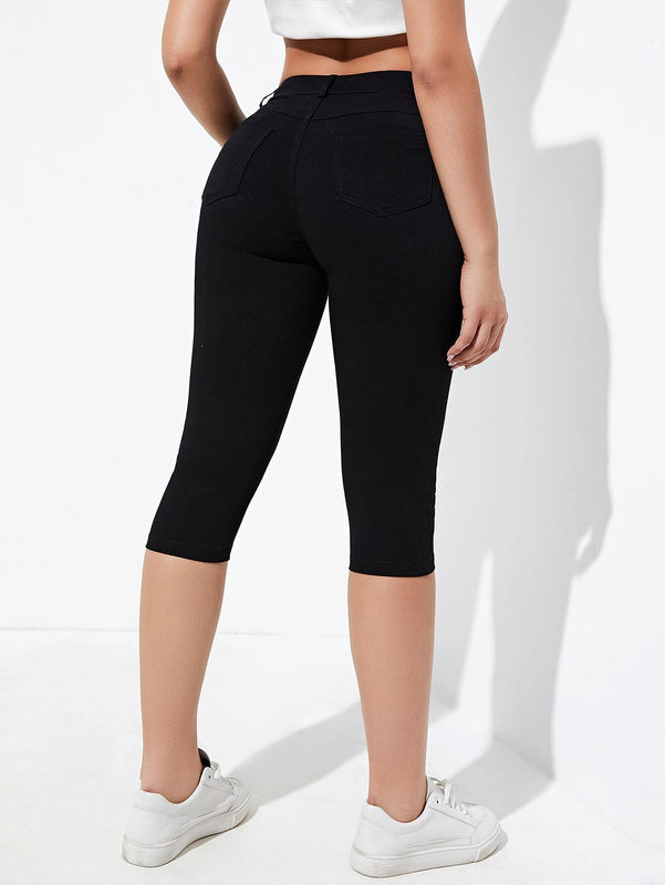 Essnce Pantalones capri ajustados con bolsillo diagonal