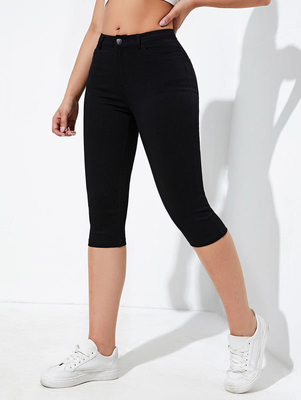 Essnce Pantalones capri ajustados con bolsillo diagonal