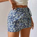 PETITE Skort floral cruzado con nudo lateral