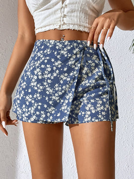 PETITE Skort floral cruzado con nudo lateral