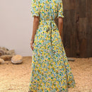 VCAY Vestido con estampado floral de manga farol de muslo con abertura