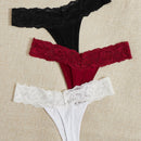 Conjunto De 3 Panties De Encaje Con Contraste De Color Para Lenceria