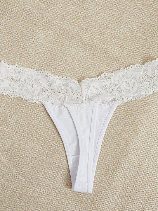 Conjunto De 3 Panties De Encaje Con Contraste De Color Para Lenceria