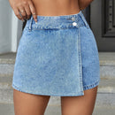 ICON Skort mezclilla de talle alto bajo cruzado