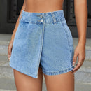 ICON Skort mezclilla de talle alto bajo cruzado