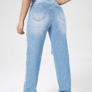 Jeans mom desgarro con lavado