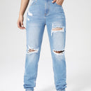 Jeans mom desgarro con lavado