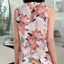 DAZY Blusa De Cuello En V Fruncida Con Estampado Floral