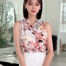 DAZY Blusa De Cuello En V Fruncida Con Estampado Floral