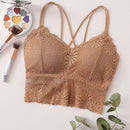 Lenceria Bralette Con Cordones Cruzados Y Encaje Floral