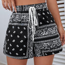 WYWH Shorts con estampado de paisley de cintura con cordon