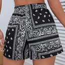 WYWH Shorts con estampado de paisley de cintura con cordon