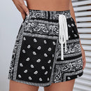 WYWH Shorts con estampado de paisley de cintura con cordon