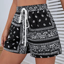 WYWH Shorts con estampado de paisley de cintura con cordon