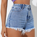 Shorts en mezclilla con estampado floral ribete sin dobladillo