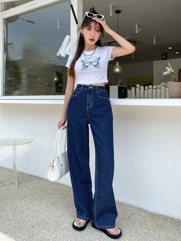 DAZY Jeans De Cintura Alta Con Piernas Anchas