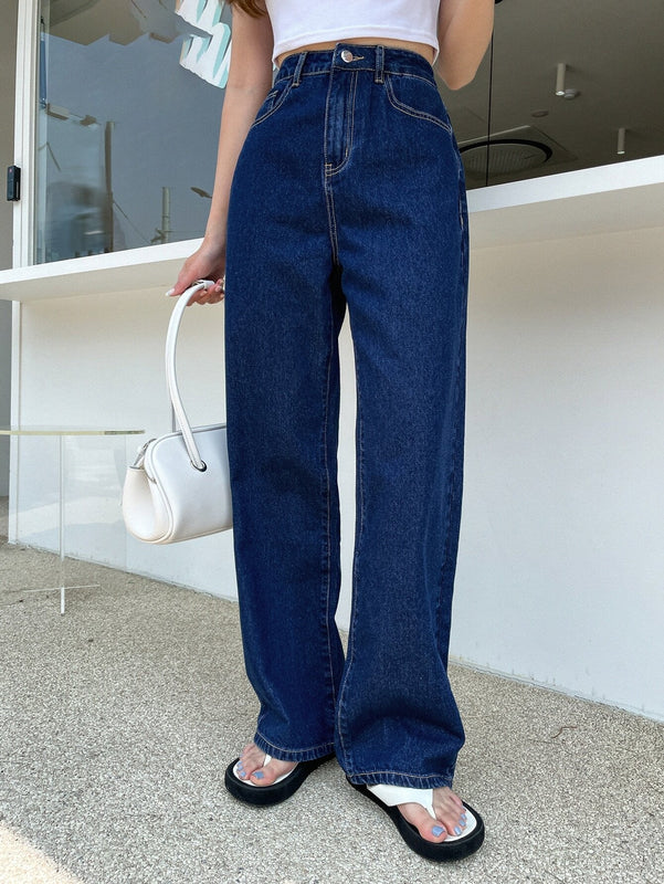 DAZY Jeans De Cintura Alta Con Piernas Anchas