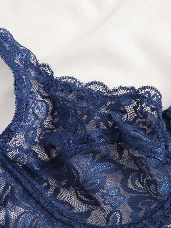 Sujetador De Encaje Floral Transparente Con Soporte De Aro