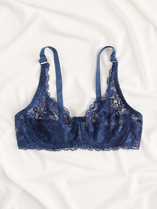 Sujetador De Encaje Floral Transparente Con Soporte De Aro
