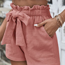 Shorts con cinturon de cintura con volante