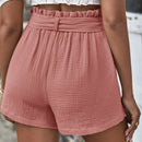 Shorts con cinturon de cintura con volante