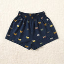 VCAY Shorts con estampado de mariposa de cintura fruncido