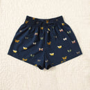 VCAY Shorts con estampado de mariposa de cintura fruncido