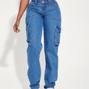 SXY Jeans cargo con bolsillo lateral con solapa