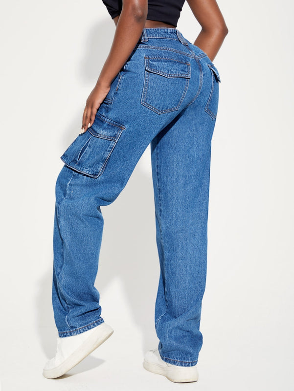 SXY Jeans cargo con bolsillo lateral con solapa