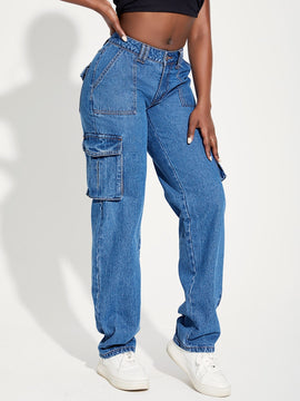 SXY Jeans cargo con bolsillo lateral con solapa