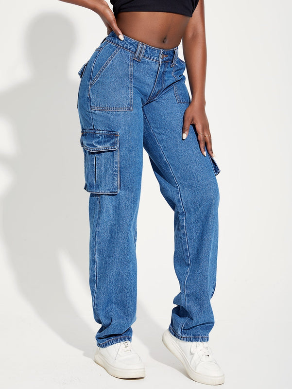 SXY Jeans cargo con bolsillo lateral con solapa