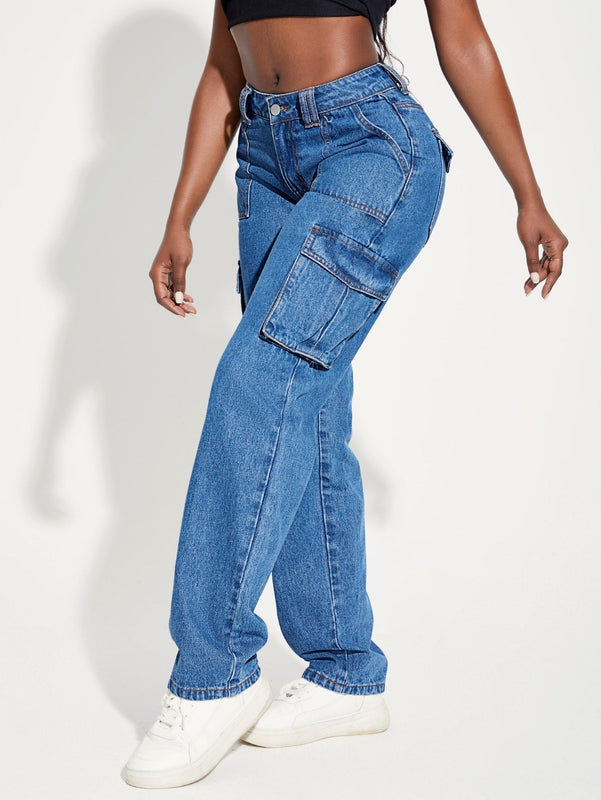 SXY Jeans cargo con bolsillo lateral con solapa