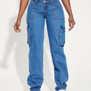 SXY Jeans cargo con bolsillo lateral con solapa
