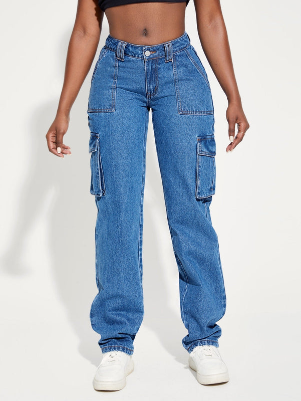 SXY Jeans cargo con bolsillo lateral con solapa