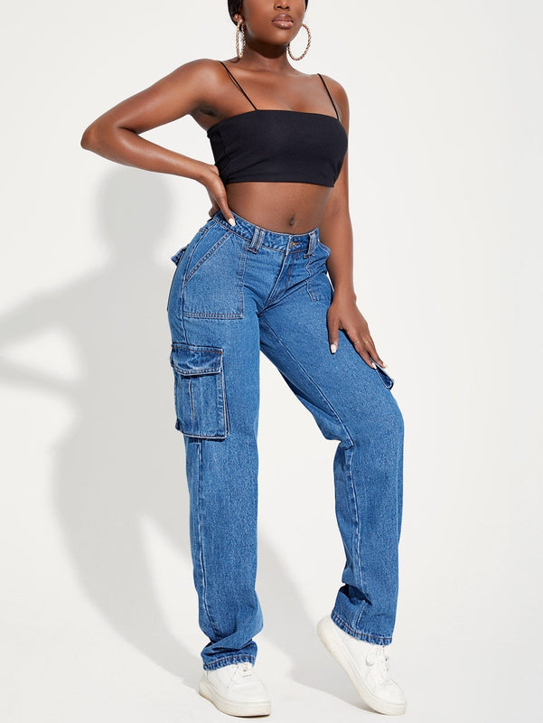 SXY Jeans cargo con bolsillo lateral con solapa