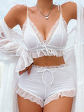 Set de lenceria ribete con fruncido con nudo delantero