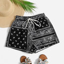 WYWH Shorts con estampado de paisley de cintura con cordon