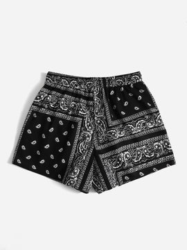 WYWH Shorts con estampado de paisley de cintura con cordon
