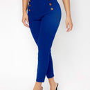 PETITE Pantalones de talle alto con botones delgado recortado