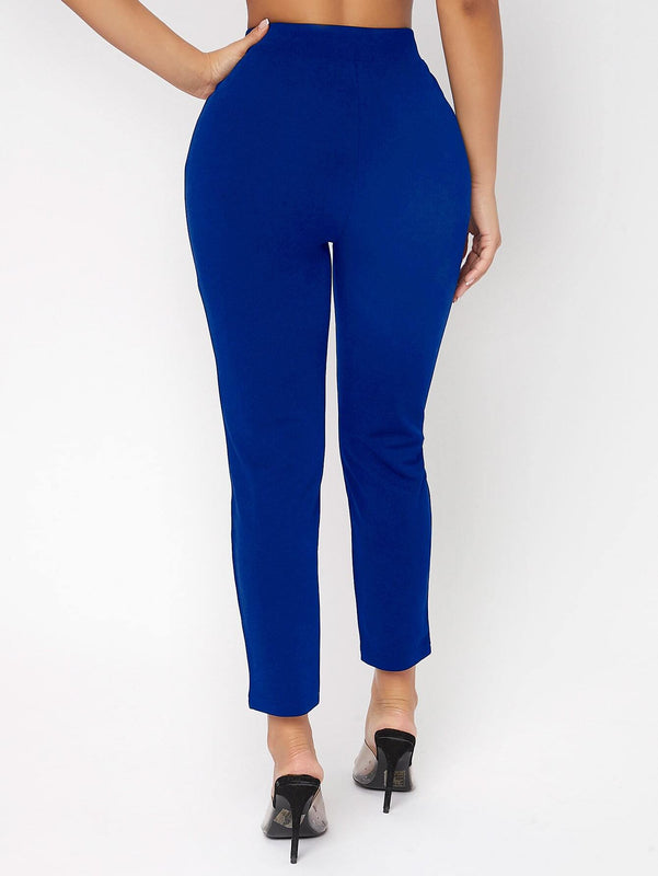 PETITE Pantalones de talle alto con botones delgado recortado