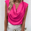 LUNE Blusa de hombro de cuello fruncido