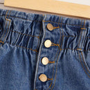 Shorts mezclilla bajo de doblez de cintura elastica