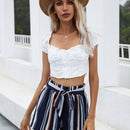 VCAY Shorts de rayas con cordon delantero
