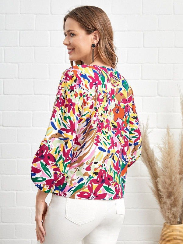 EMERY ROSE Blusa con estampado de manga farol