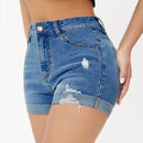 PETITE Shorts en mezclilla desgarro bajo de doblez