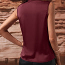 Clasi Blusa unicolor fruncido escote cruzado sin manga de saten