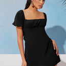 Prive Vestido de cuello cuadrado de manga farol con cordon trasero de gasa